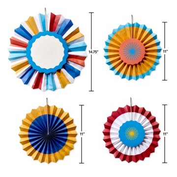 American Greetings Colorful Medley Decorative Party Fan Set for Birthday Celebrations, 11" x 14.75''