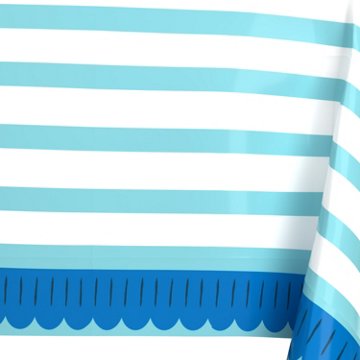 American Greetings Horizontal Green Lines Plastic Table Cover, 84" x 54"