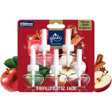 Glade PlugIns Refills Air Freshener - Warm Apple & Spices, 3.35 oz, 5 ct