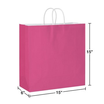 American Greetings Pink All Occasion Jumbo Square Gift Bag, 6" x 15" x 15"