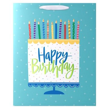 American Greetings Cake & Candles Extra Large Teal Birthday Gift Bag