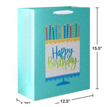 American Greetings Cake & Candles Extra Large Teal Birthday Gift Bag
