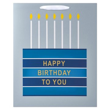 American Greetings Blue Stripes & Cake Extra Large Birthday Gift Bag