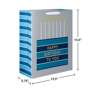 American Greetings Blue Stripes & Cake Extra Large Birthday Gift Bag