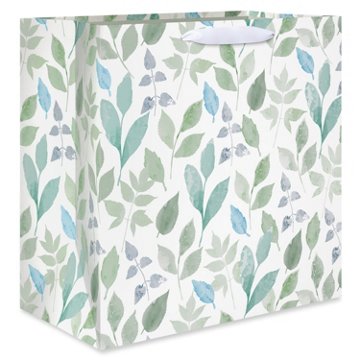 American Greetings Botanical Scattered Leaves Jumbo White Square Wedding Gift Bag