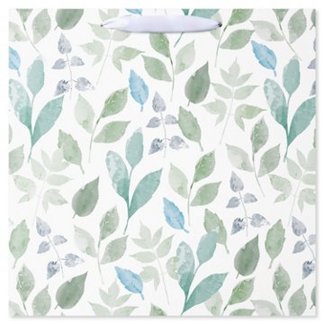 American Greetings Botanical Scattered Leaves Jumbo White Square Wedding Gift Bag