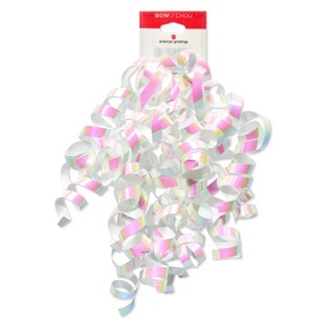 American Greetings White Iridescent Curly Gift Bow, 1.75'' x 3.5'' x 9''