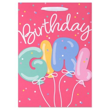 American Greetings Birthday Girl Balloon Medium Pink Birthday Gift Bag
