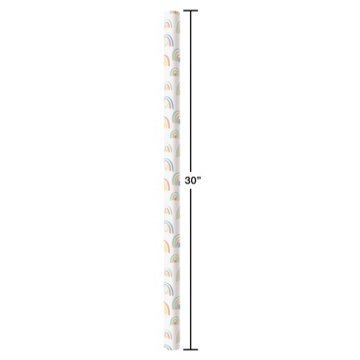 American Greetings White with Rainbows Wrapping Paper, 20 sq. ft.