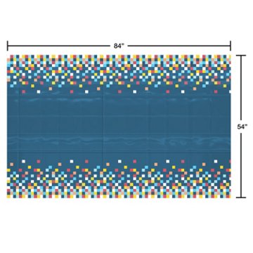American Greetings Navy with Colorful Squares Plastic Table Cover, 84" x 54"