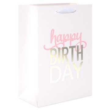 American Greetings Medium White Birthday Gift Bag, 3.94" x 10" x 7"