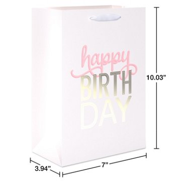 American Greetings Medium White Birthday Gift Bag, 3.94" x 10" x 7"