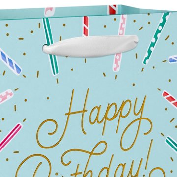 American Greetings Happy Birthday Candles On Teal Small Birthday Gift Bag