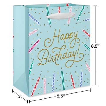 American Greetings Happy Birthday Candles On Teal Small Birthday Gift Bag