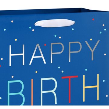 American Greetings Birthday Confetti Large Navy Birthday Gift Bag