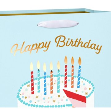 American Greetings Cake & Candles Large Light Blue Birthday Gift Bag
