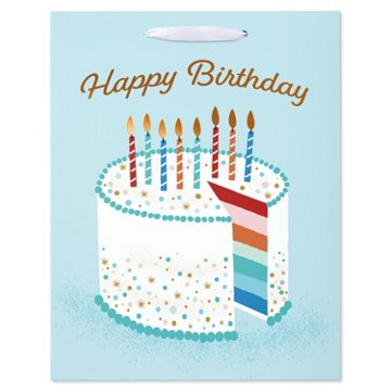 American Greetings Cake & Candles Large Light Blue Birthday Gift Bag