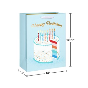 American Greetings Cake & Candles Large Light Blue Birthday Gift Bag