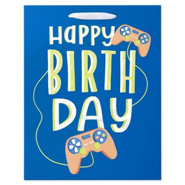 American Greetings Video Games Birthday Large Blue Gift Bag