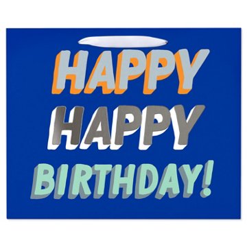 American Greetings Happy Happy Birthday Blue Horizontal Gift Bag