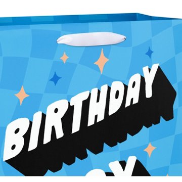 American Greetings Blue Checkered Birthday Large Gift Bag