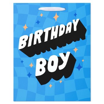 American Greetings Blue Checkered Birthday Large Gift Bag