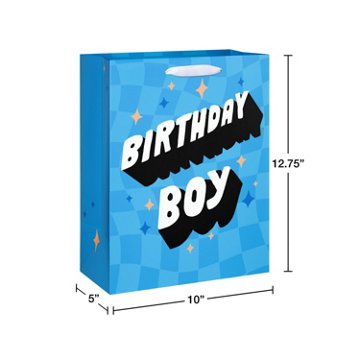 American Greetings Blue Checkered Birthday Large Gift Bag