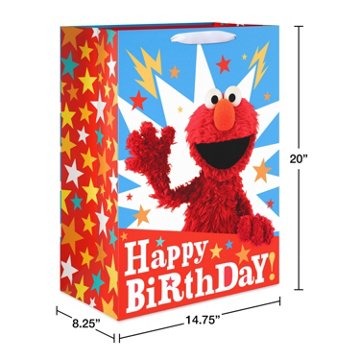 American Greetings Blue & Red Elmo Jumbo Birthday Gift Bag
