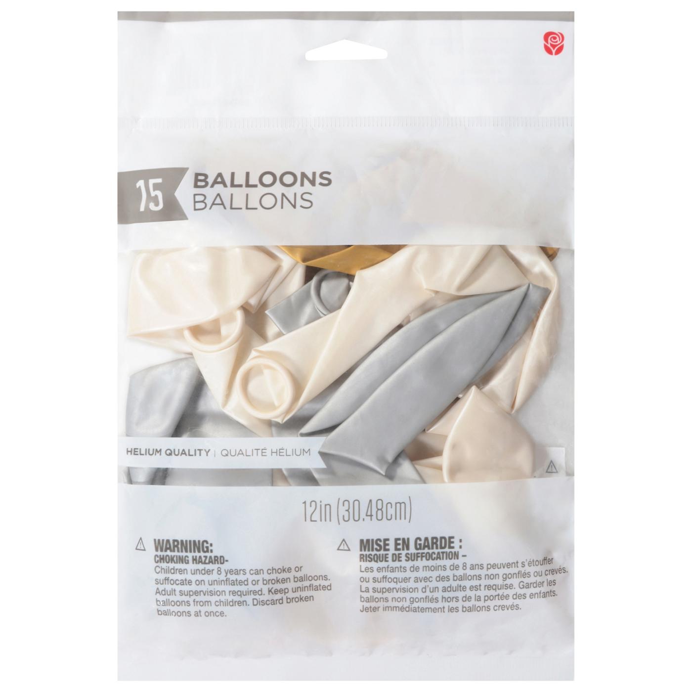 American Greetings Metallic White, Gold, & Silver Uninflated Balloons; image 1 of 4