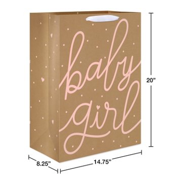American Greetings Baby Girl Baby Shower Jumbo Kraft Gift Bag