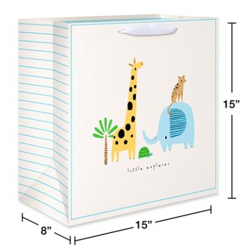 American Greetings Jungle Animals Jumbo Square Baby Shower Gift Bag