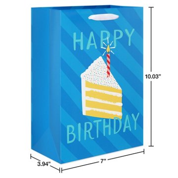 American Greetings Cake Slice Medium Blue Birthday Gift Bag