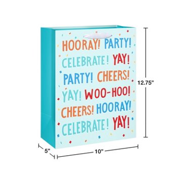 American Greetings YAY Horray Large Light Blue Gift Bag