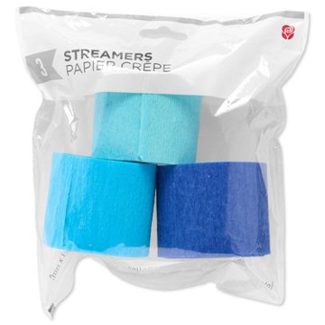 American Greetings Assorted Blue Crepe Paper Streamers, 30' x 1.75"