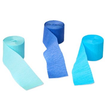 American Greetings Assorted Blue Crepe Paper Streamers, 30' x 1.75"