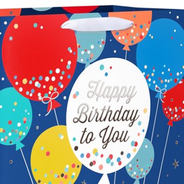 American Greetings Balloons Jumbo Blue Birthday Square Bag