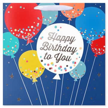 American Greetings Balloons Jumbo Blue Birthday Square Bag