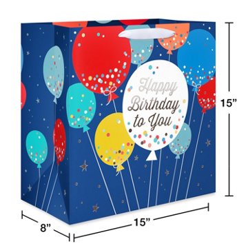 American Greetings Balloons Jumbo Blue Birthday Square Bag