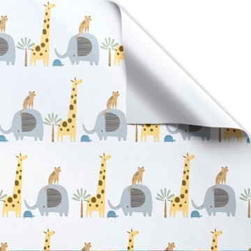 American Greetings Jungle Animals Baby Shower Wrapping Paper, 20 sq. ft.