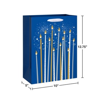 American Greetings Candles Large Blue Birthday Gift Bag, 5" x 12.75" x 10"
