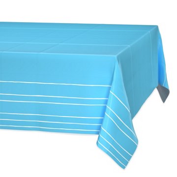 American Greetings Light Blue with White Stripes Plastic Table Cover, 84" x 54"