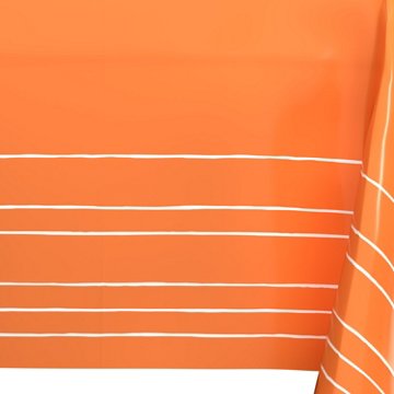 American Greetings Orange with White Striped Plastic Table Cover, 84" x 54"