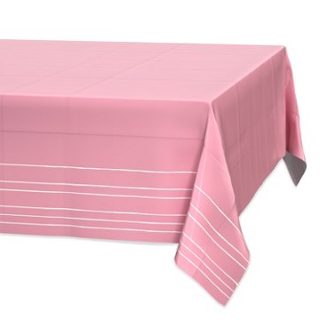 American Greetings Pink with White Stripes Plastic Table Cover, 84" x 54"