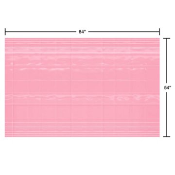 American Greetings Pink with White Stripes Plastic Table Cover, 84" x 54"