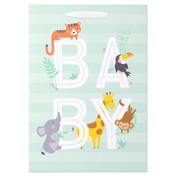 American Greetings Animals & Stripes Baby Medium Gift Bag