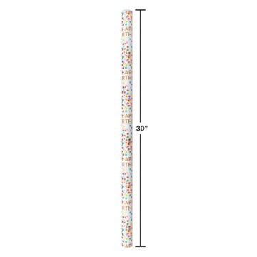 American Greetings Confetti Pattern White Birthday Foil Wrapping Paper,15 sq. ft., 72" x 30"