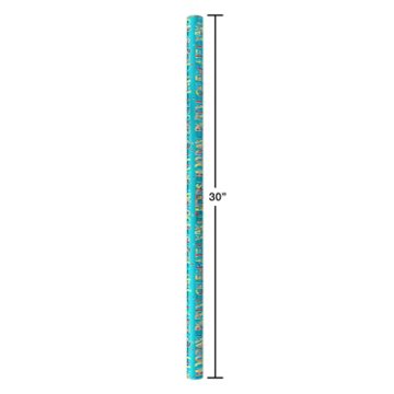 American Greetings Happy Birthday Teal Foil Wrapping Paper,15 sq. ft., 72" x 30"