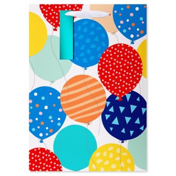 American Greetings Foil Balloons Medium White Gift Bag with Hang Tag