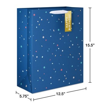 American Greetings Blue Confetti Birthday Extra Large Gift Bag with Tag