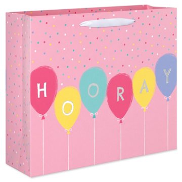 American Greetings Pink Balloons Birthday Large Horizontal Gift Bag